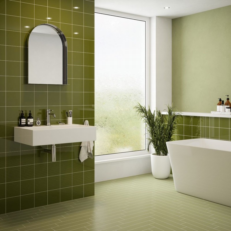 JTT Flare Glaze Ceramic Wall Tile Grass Gloss 200x100x6.5mm - Giant Floors