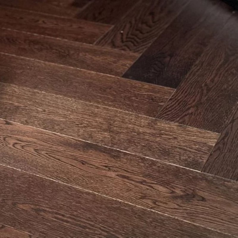 Twen Oak Herringbone Coffee Brushed UV Lacquered 15x120mm